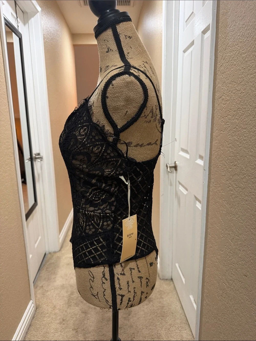 Black Lace Sheer Chemise Bodysuit